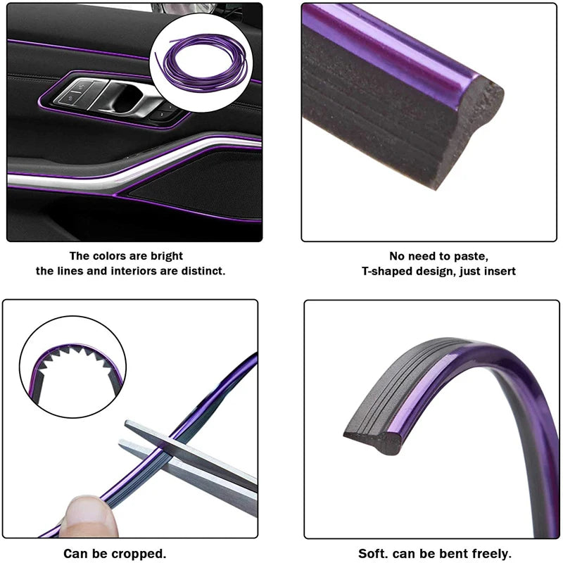 Car Decorative Moulding Line 5M Car-styling Trim Strip Flexible Automobile Door Center Console Interior Car Accessories