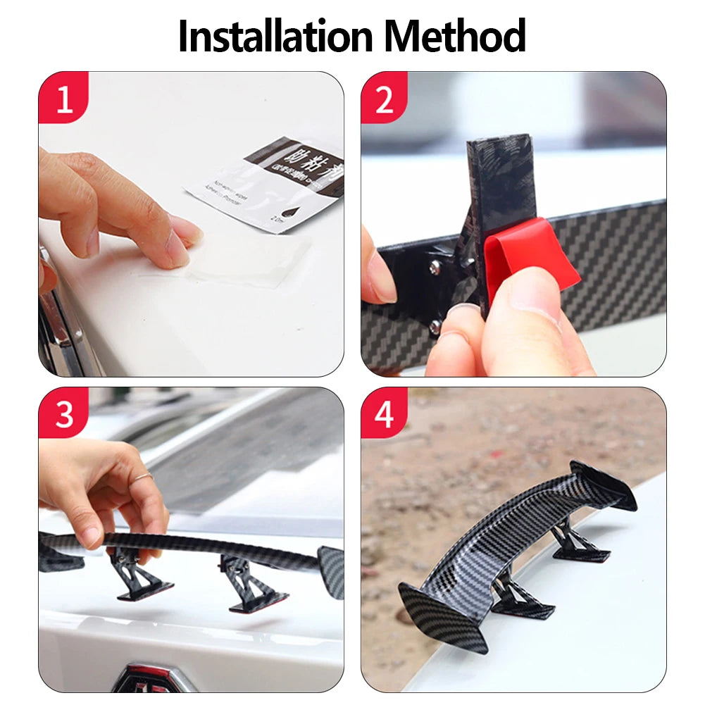 Car Universal mini spoiler Tail Wing Carbon Fiber Look Mini Modified Tail Wings Model Auto Styling Decoration Car Accessories