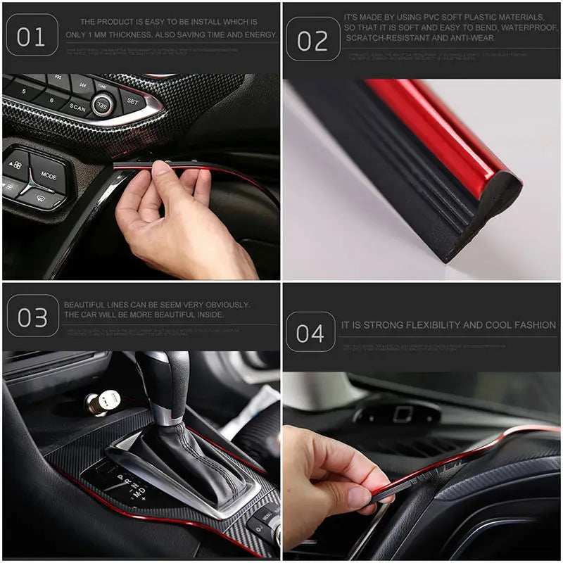 Car Decorative Moulding Line 5M Car-styling Trim Strip Flexible Automobile Door Center Console Interior Car Accessories