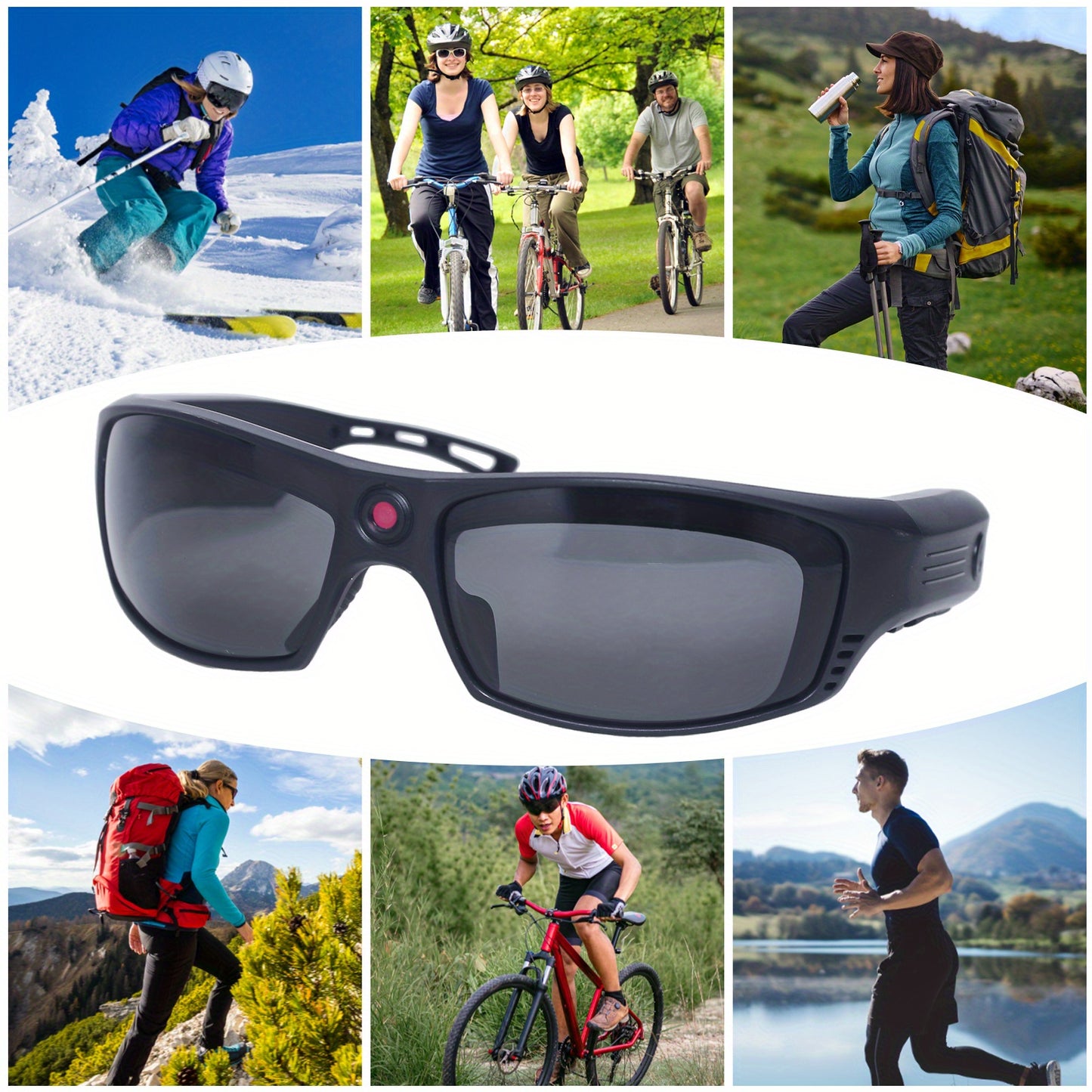 HD 1080P Action Camera Smart Video Audio Sunglasses, BT Wireless Music Speaker Easy Wear Sports Camera Glasses For Biking, Skiing, Motorcycling, Fishing, Travelling Mini Camera