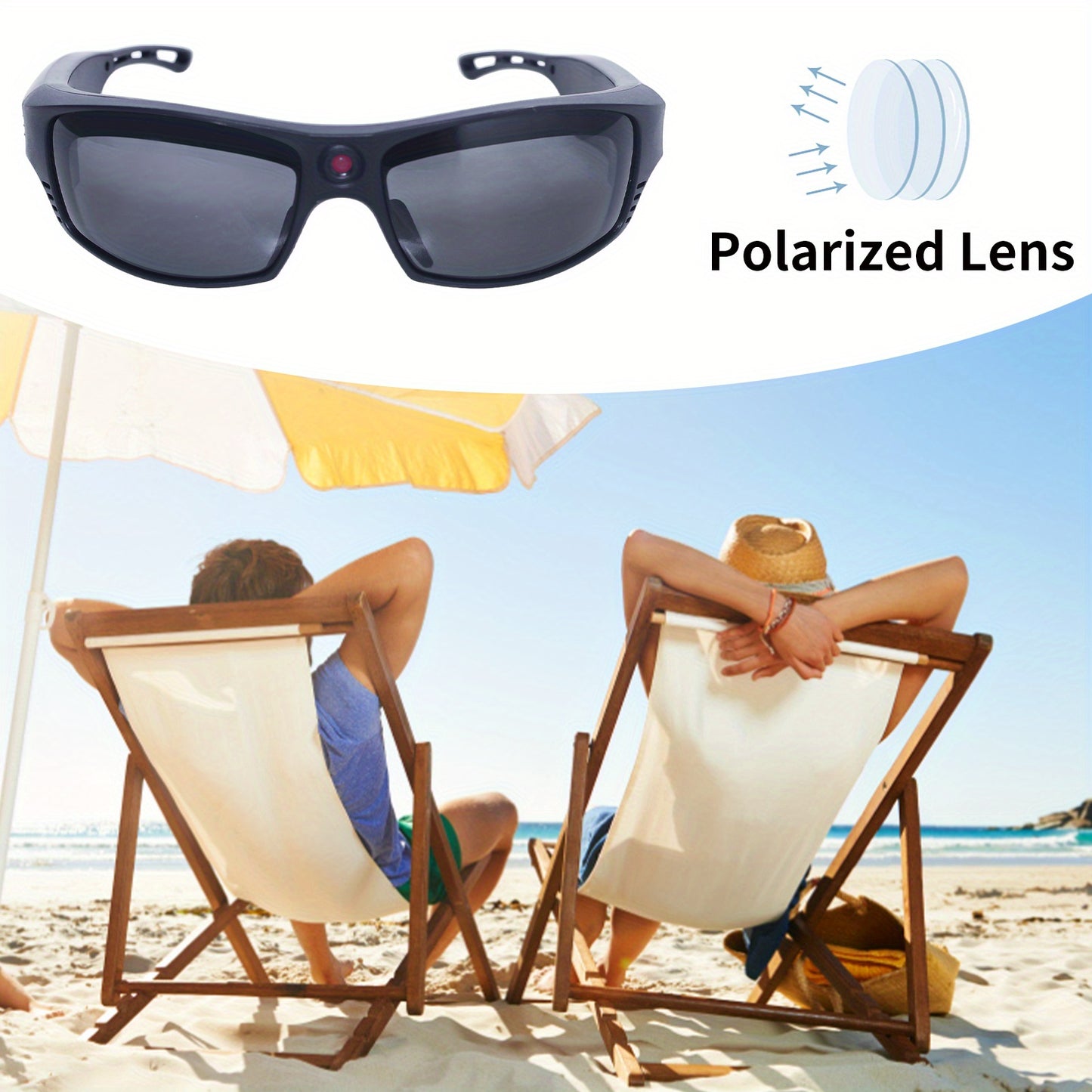 HD 1080P Action Camera Smart Video Audio Sunglasses, BT Wireless Music Speaker Easy Wear Sports Camera Glasses For Biking, Skiing, Motorcycling, Fishing, Travelling Mini Camera
