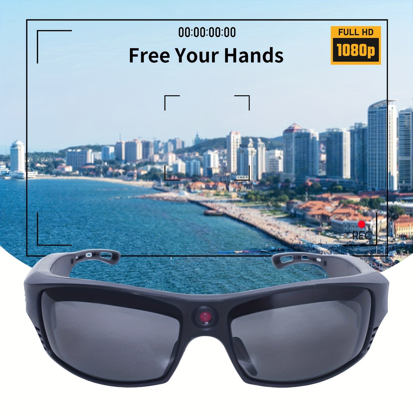 HD 1080P Action Camera Smart Video Audio Sunglasses, BT Wireless Music Speaker Easy Wear Sports Camera Glasses For Biking, Skiing, Motorcycling, Fishing, Travelling Mini Camera