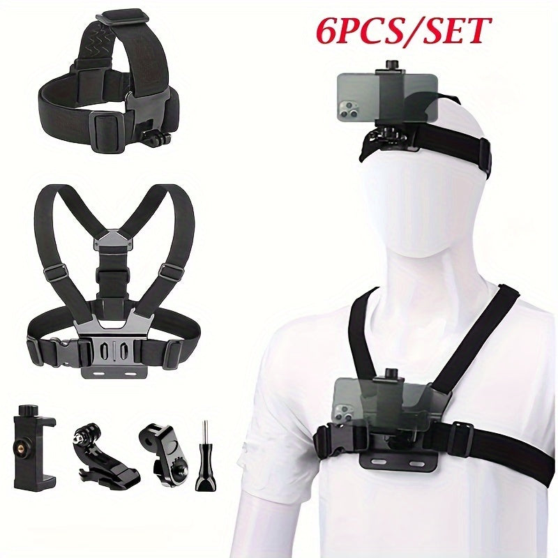 6pcs Action Camera Kit: Phone Clip Mount for GoPro/Phone/Osmo Action Sports Camera Accessories