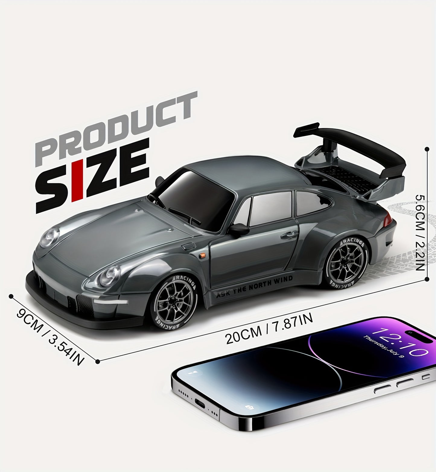 RC Drift Car 20KM/H 4WD High-Speed 1:24 Racing Car with LED Lights Tires Road Barrier ABS Radio Remote Control Toy Car Kid Adlut