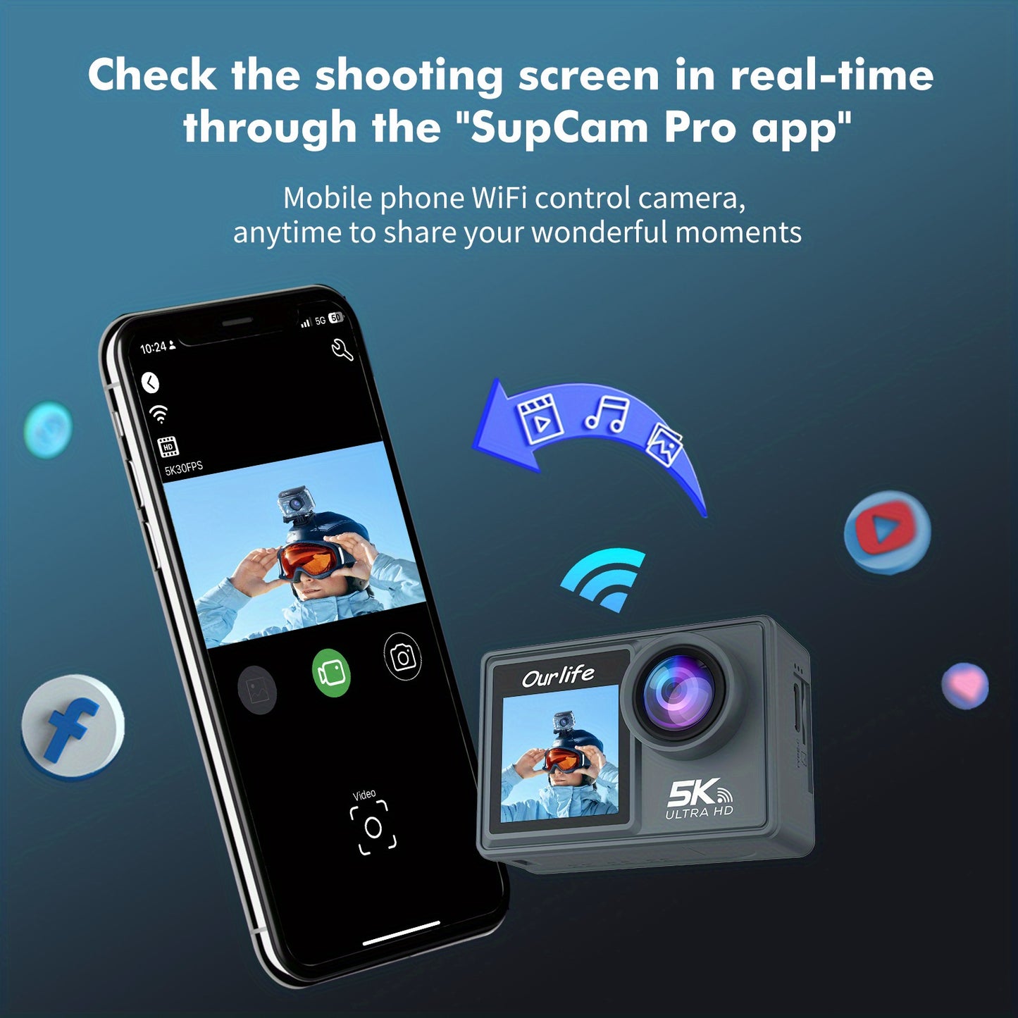 5K Dual-Screen Action Camera - Ultra-HD Imaging with Seamless WiFi Control & Handy Remote - Capture Life-Like Detail, Share Adventures Instantly