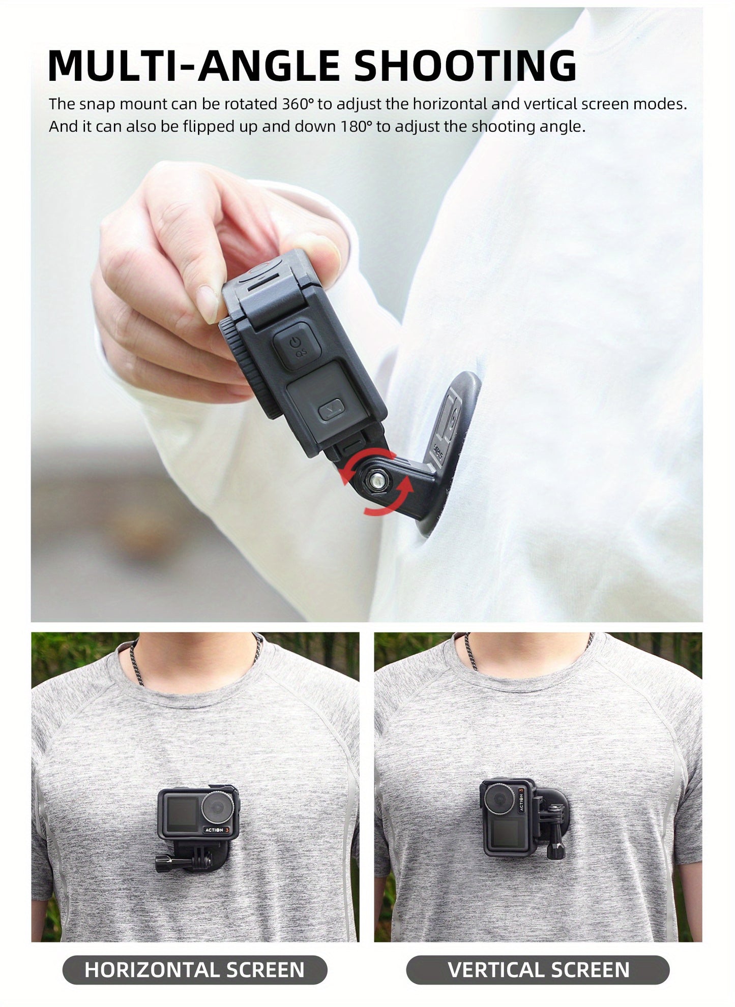 Magnetic Action Camera Mount - Accessory Kit with Quick Release Plate, Joint Mount, Compatible with GoPro Hero, GoPro Max, DJI Osmo Action, for Adventure Photography and Videography