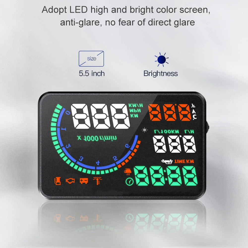 i9 HUD OBD2 Head-up Display Windshield Projector Car Gadgets Digital Speedometer RPM Water/Fuel Voltage Meter Car Electronics