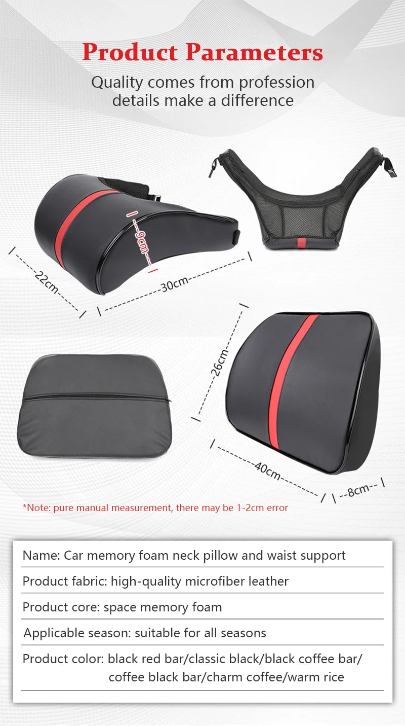 PU Leather Car Headrest Breathable Head Neck Rest Pillow Memory Foam Car Seat Head Support Pillow Neck Cushion Car Accessories