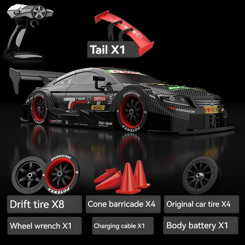 Drift Car 1:16 40km/h 2.4G 4WD High Speed 3 Type of Tire 2 sets of Tail Classic Edition Professional Racing Rc Cars for Adults