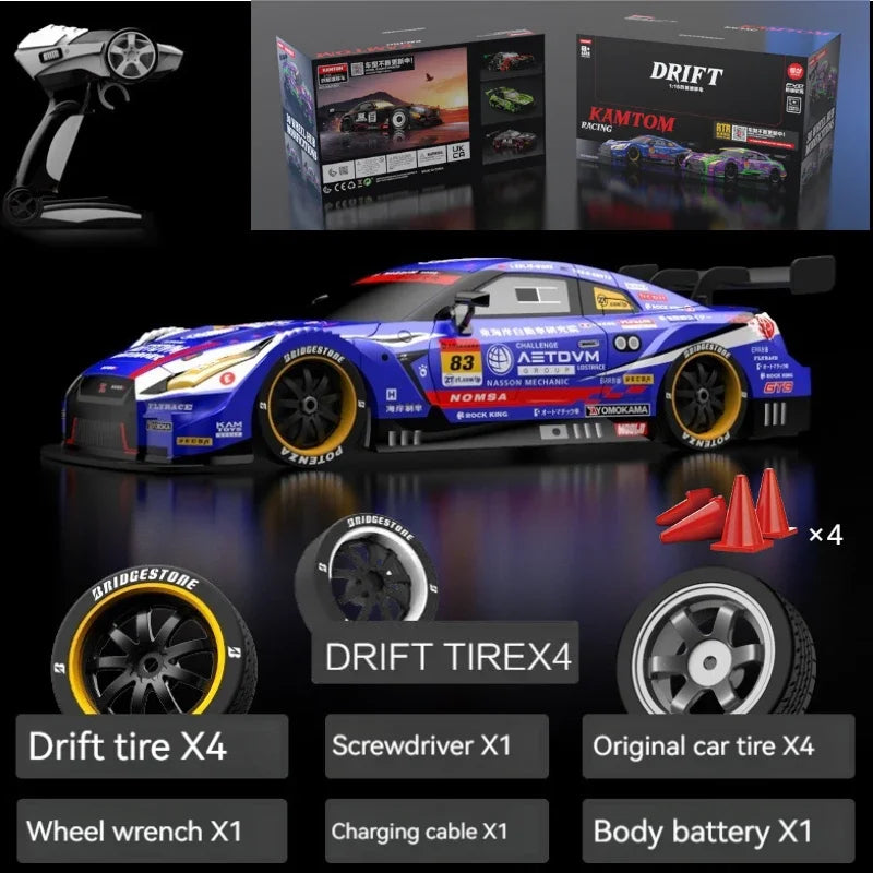 Drift Car 1:16 40km/h 2.4G 4WD High Speed 3 Type of Tire 2 sets of Tail Classic Edition Professional Racing Rc Cars for Adults