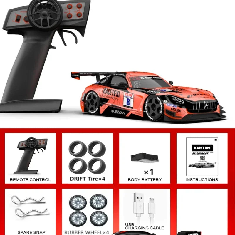 Drift Car 1:24 30km/h 2.4G Continuously Variable Speed Violent Rear Wheel Drive Gyroscope Professional Rc Cars for Adults Gifts