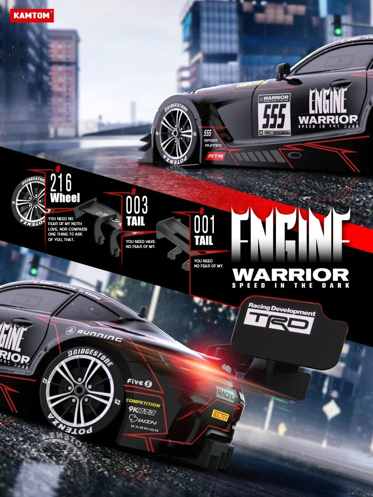 Drift Car 1:16 40km/h 2.4G 4WD High Speed 3 Type of Tire 2 sets of Tail Classic Edition Professional Racing Rc Cars for Adults