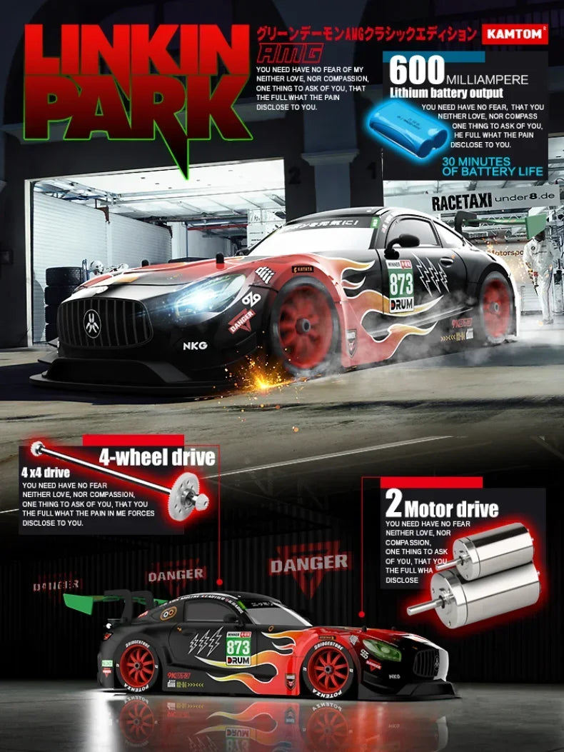 Drift Car 1:16 40km/h 2.4G 4WD High Speed 3 Type of Tire 2 sets of Tail Classic Edition Professional Racing Rc Cars for Adults