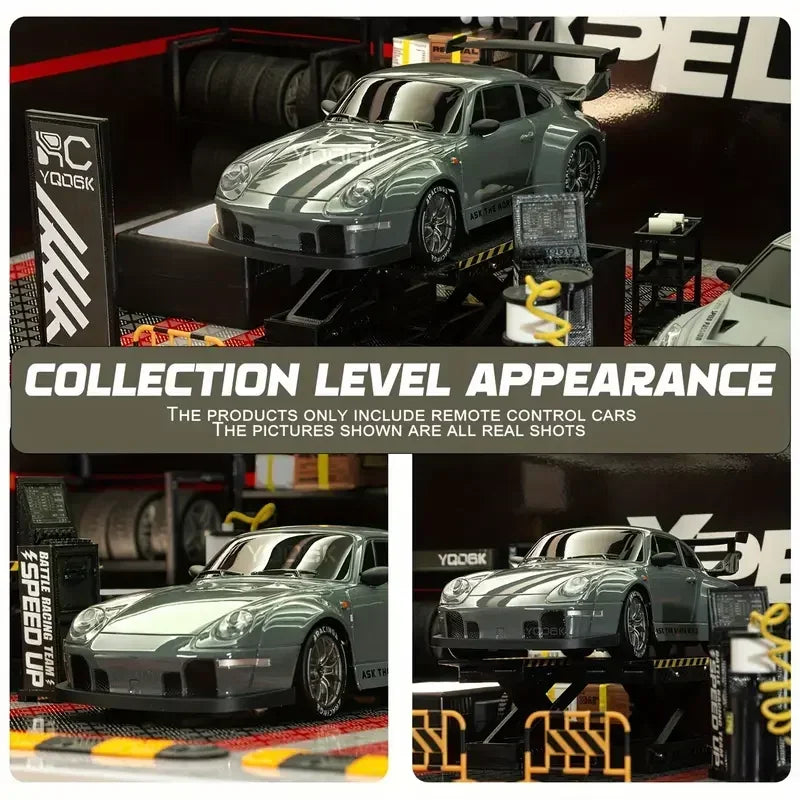 RC Drift Car 20KM/H 4WD High-Speed 1:24 Racing Car with LED Lights Tires Road Barrier ABS Radio Remote Control Toy Car Kid Adlut