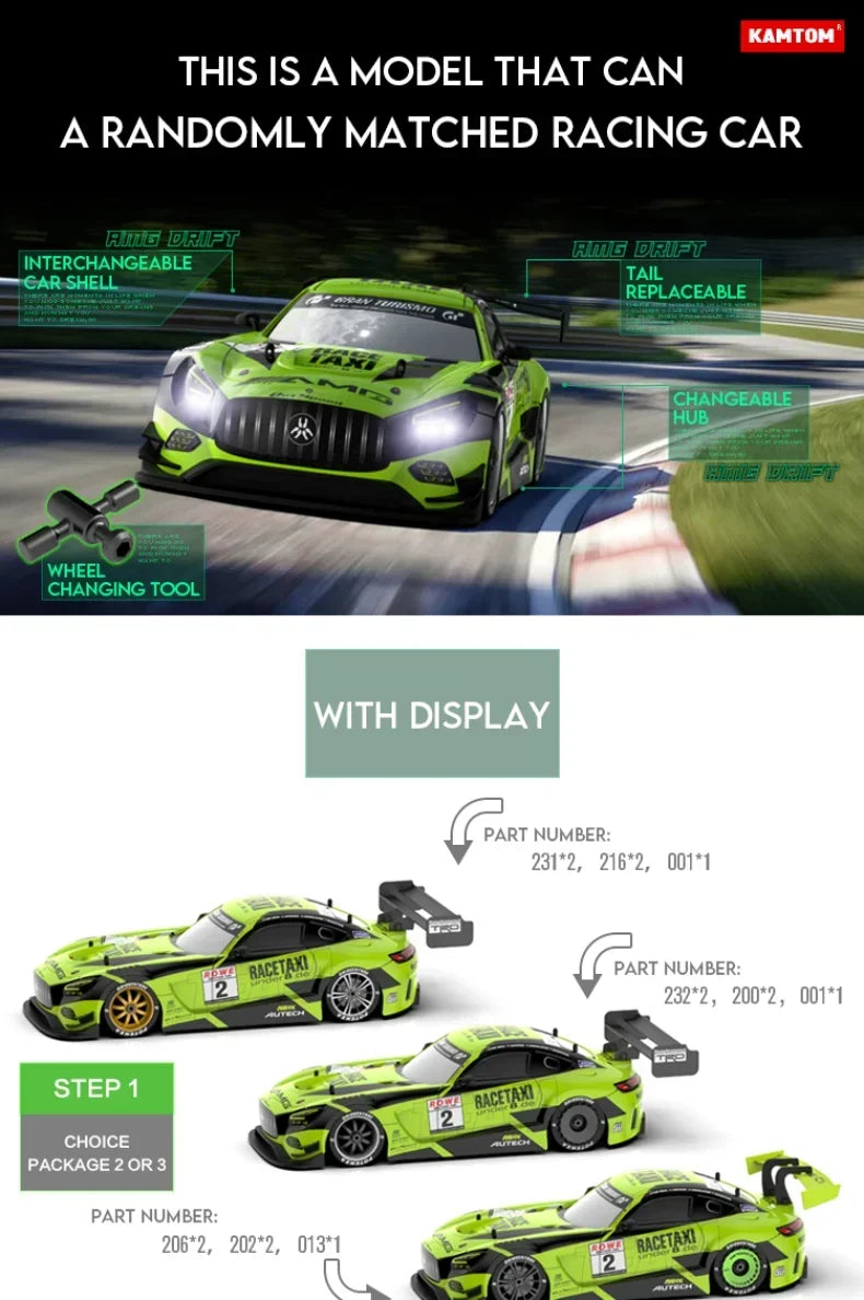Drift Car 1:16 40km/h 2.4G 4WD High Speed 3 Type of Tire 2 sets of Tail Classic Edition Professional Racing Rc Cars for Adults