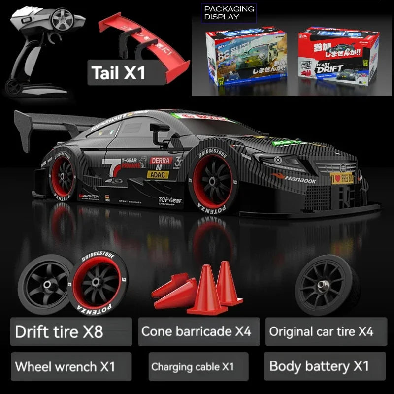 Drift Car 1:16 40km/h 2.4G 4WD High Speed 3 Type of Tire 2 sets of Tail Classic Edition Professional Racing Rc Cars for Adults