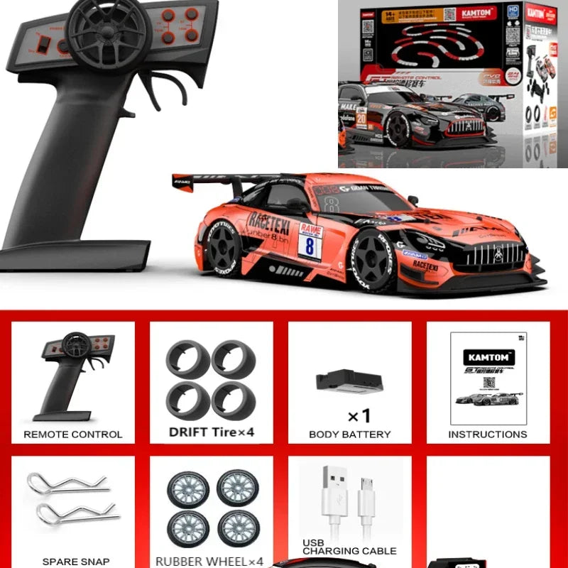 Drift Car 1:24 30km/h 2.4G Continuously Variable Speed Violent Rear Wheel Drive Gyroscope Professional Rc Cars for Adults Gifts