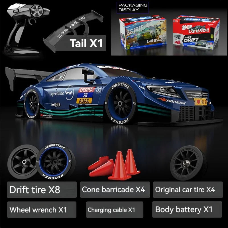 Drift Car 1:16 40km/h 2.4G 4WD High Speed 3 Type of Tire 2 sets of Tail Classic Edition Professional Racing Rc Cars for Adults