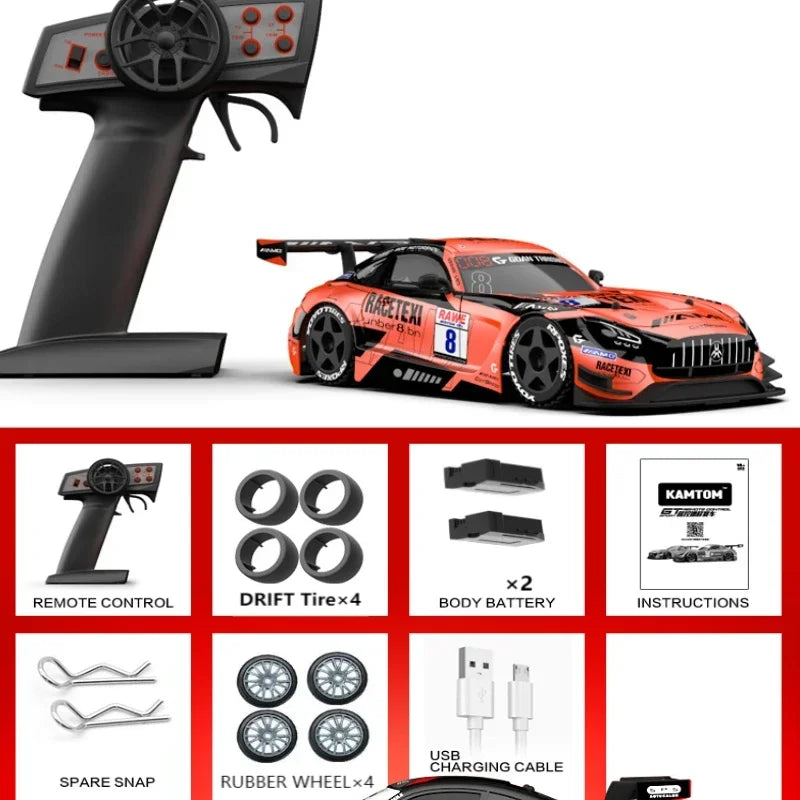 Drift Car 1:24 30km/h 2.4G Continuously Variable Speed Violent Rear Wheel Drive Gyroscope Professional Rc Cars for Adults Gifts