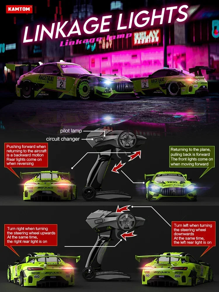 Drift Car 1:16 40km/h 2.4G 4WD High Speed 3 Type of Tire 2 sets of Tail Classic Edition Professional Racing Rc Cars for Adults