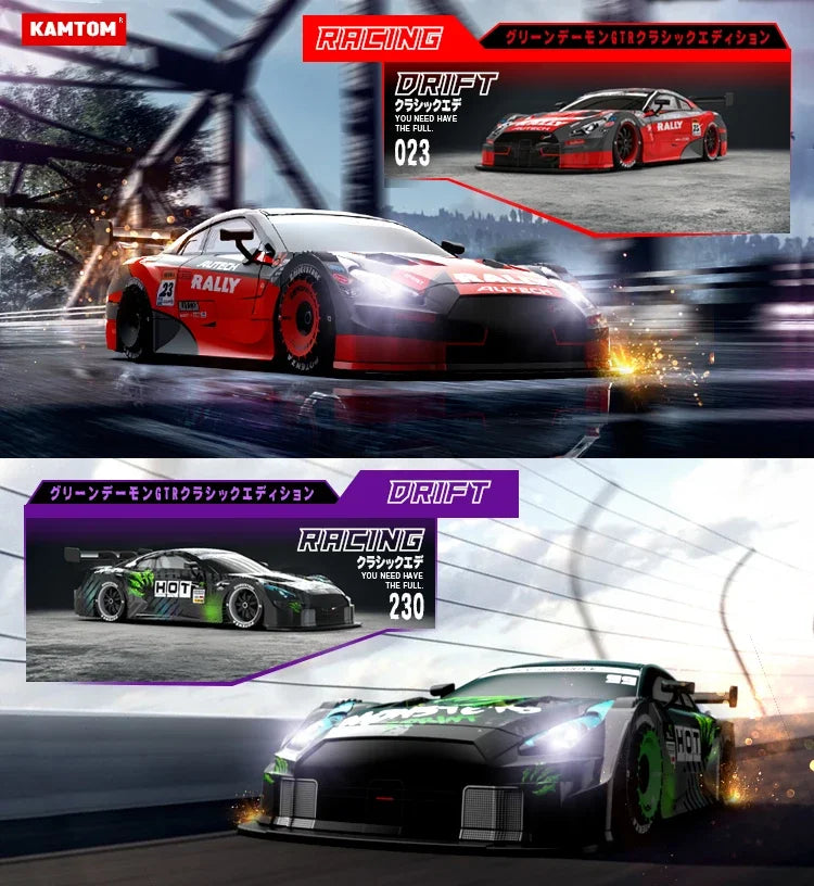 Drift Car 1:16 40km/h 2.4G 4WD High Speed 3 Type of Tire 2 sets of Tail Classic Edition Professional Racing Rc Cars for Adults