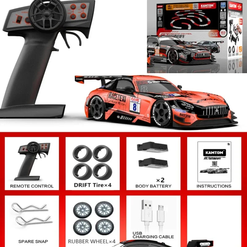 Drift Car 1:24 30km/h 2.4G Continuously Variable Speed Violent Rear Wheel Drive Gyroscope Professional Rc Cars for Adults Gifts