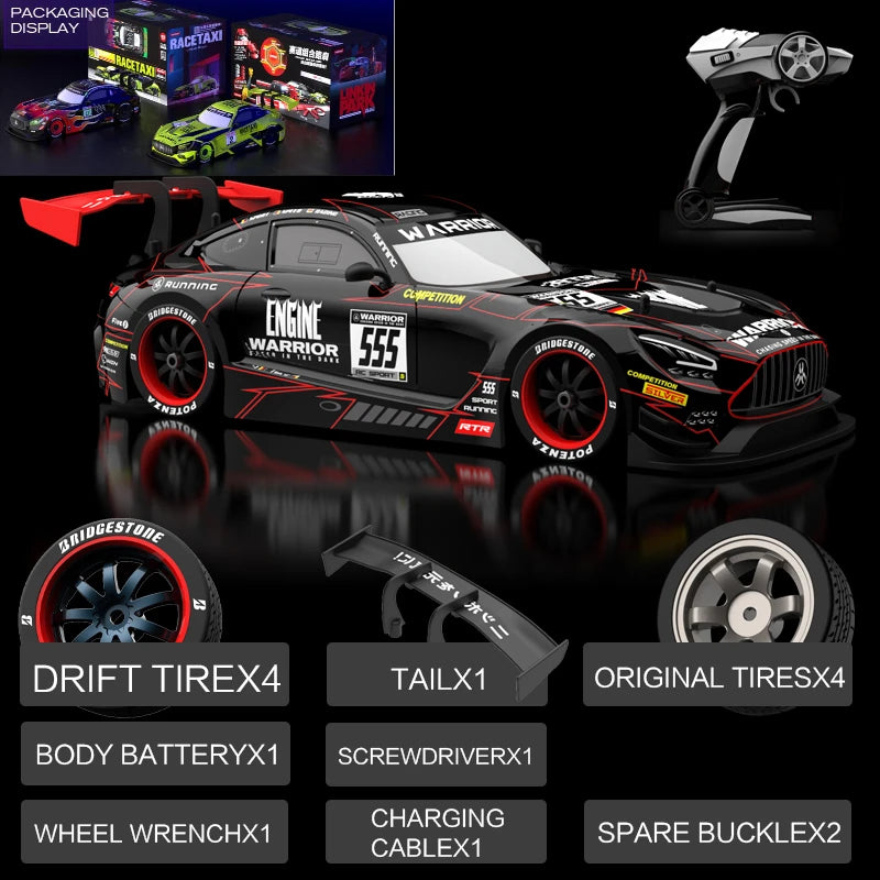 Drift Car 1:16 40km/h 2.4G Four-wheel High Speed 2 Sets of Tire Tail Classic Edition Professional Racing Rc Cars for Adults Gift