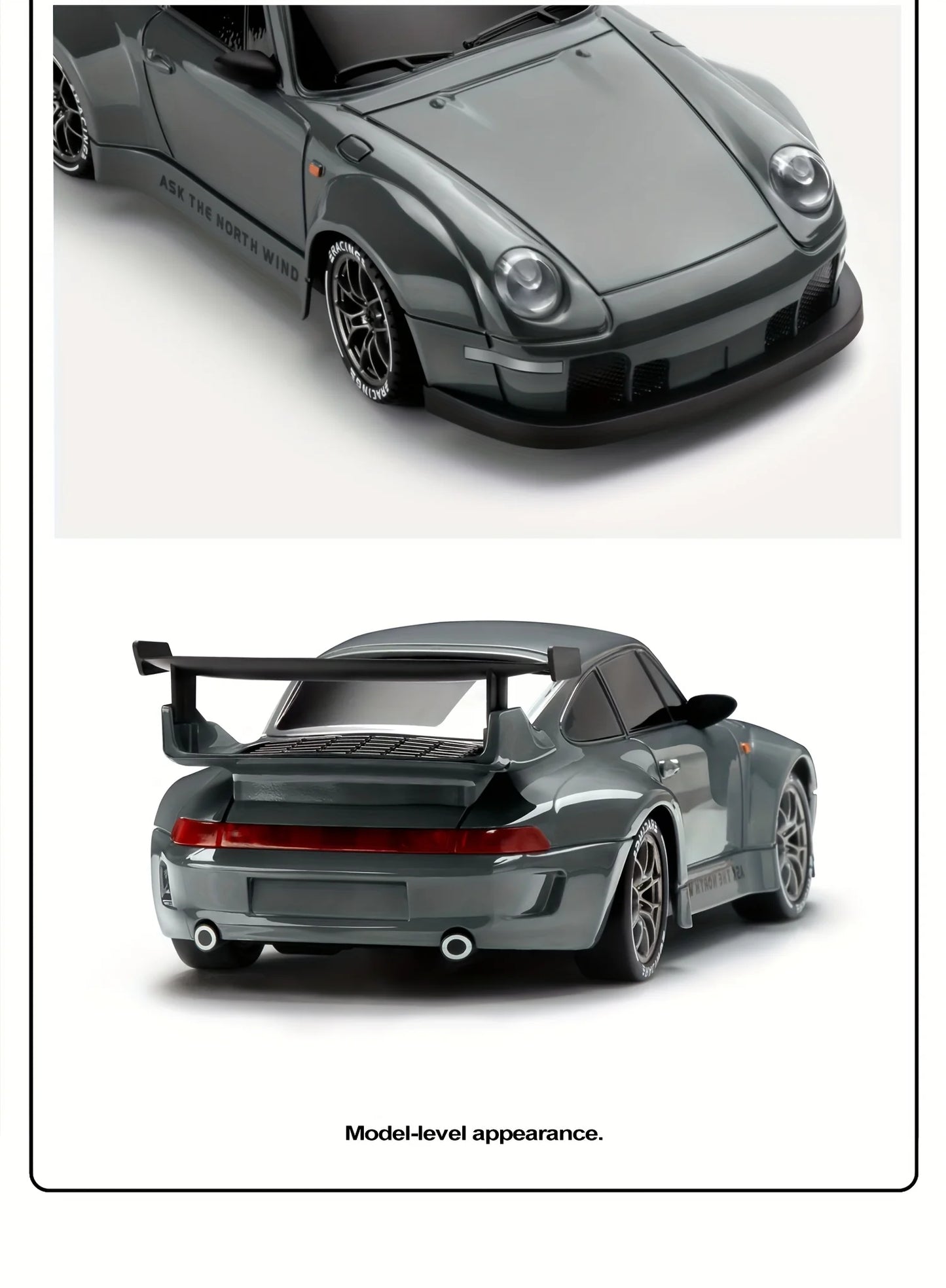 RC Drift Car 20KM/H 4WD High-Speed 1:24 Racing Car with LED Lights Tires Road Barrier ABS Radio Remote Control Toy Car Kid Adlut