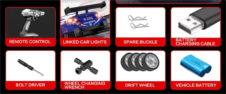 Drift Car 1:16 40km/h 2.4G 4WD High Speed 3 Type of Tire 2 sets of Tail Classic Edition Professional Racing Rc Cars for Adults