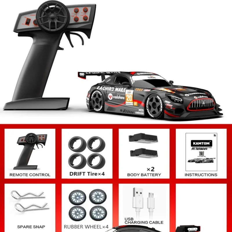 Drift Car 1:24 30km/h 2.4G Continuously Variable Speed Violent Rear Wheel Drive Gyroscope Professional Rc Cars for Adults Gifts