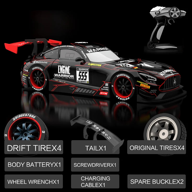 Drift Car 1:16 40km/h 2.4G Four-wheel High Speed 2 Sets of Tire Tail Classic Edition Professional Racing Rc Cars for Adults Gift
