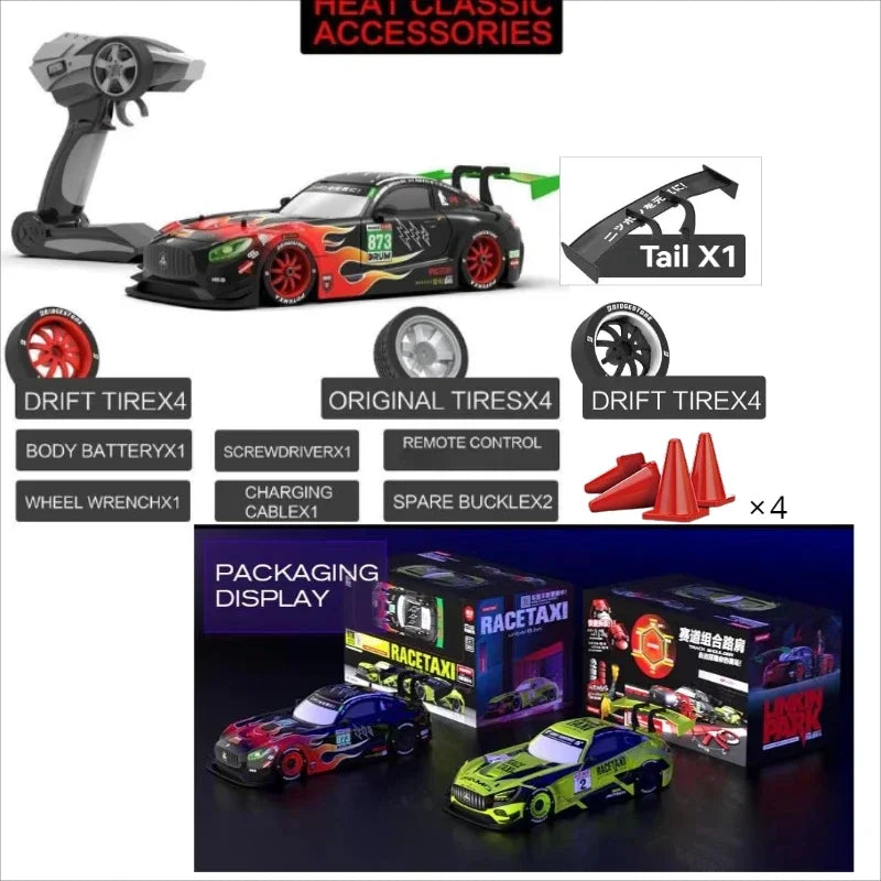 Drift Car 1:16 40km/h 2.4G 4WD High Speed 3 Type of Tire 2 sets of Tail Classic Edition Professional Racing Rc Cars for Adults