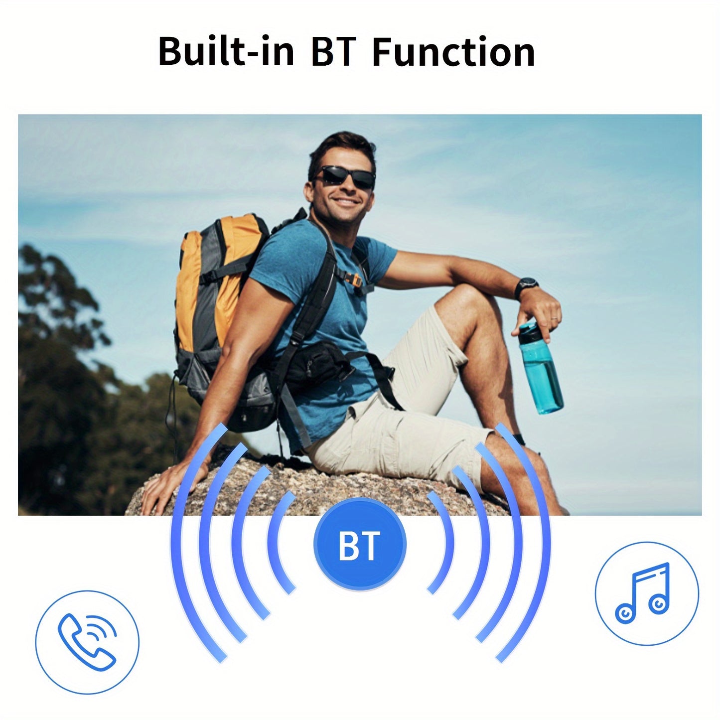 HD 1080P Action Camera Smart Video Audio Sunglasses, BT Wireless Music Speaker Easy Wear Sports Camera Glasses For Biking, Skiing, Motorcycling, Fishing, Travelling Mini Camera